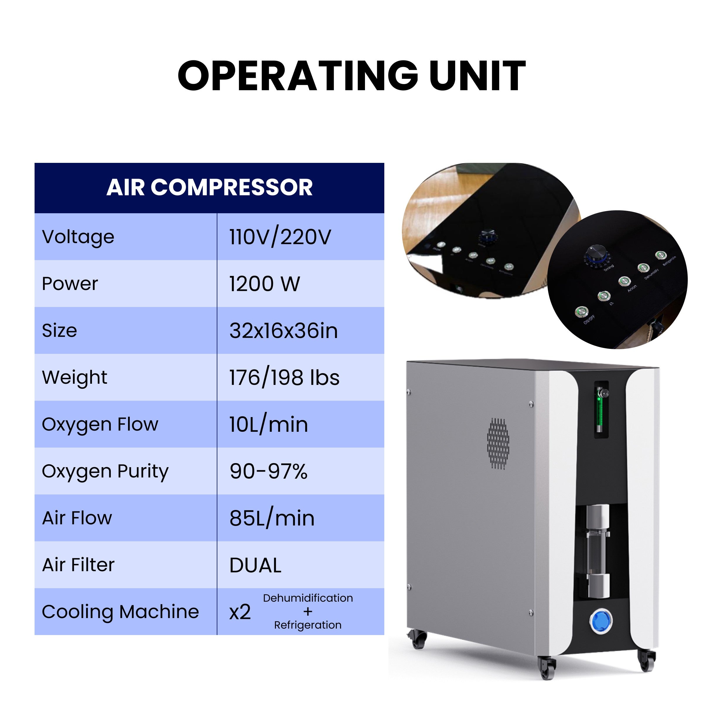 Airvida Ultra 36 2.0 ATA (89" x 36") Hard Shell Lying Hyperbaric Chamber