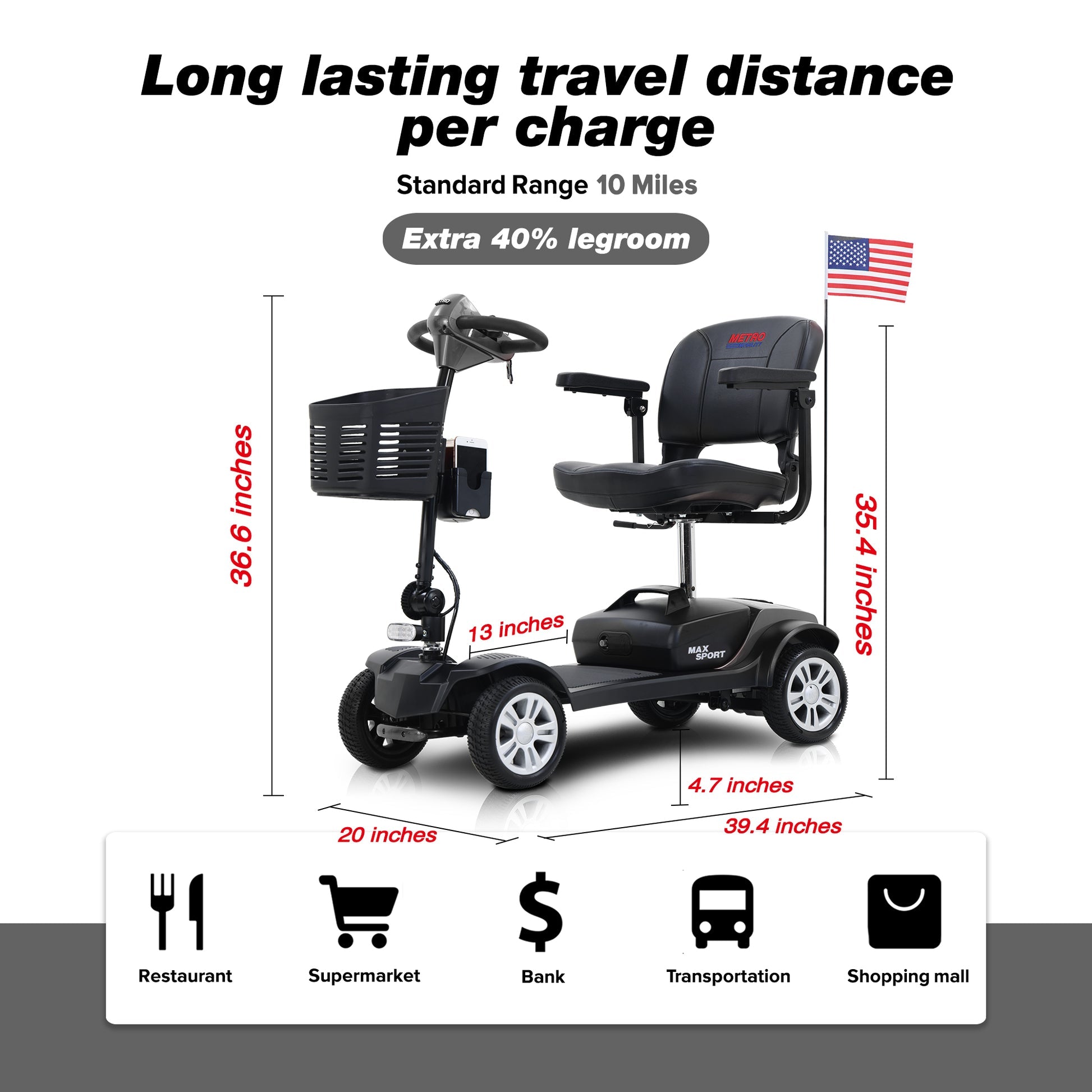 Metro Mobility Max Sport 4-Wheel Mobility Scooter - W42936056