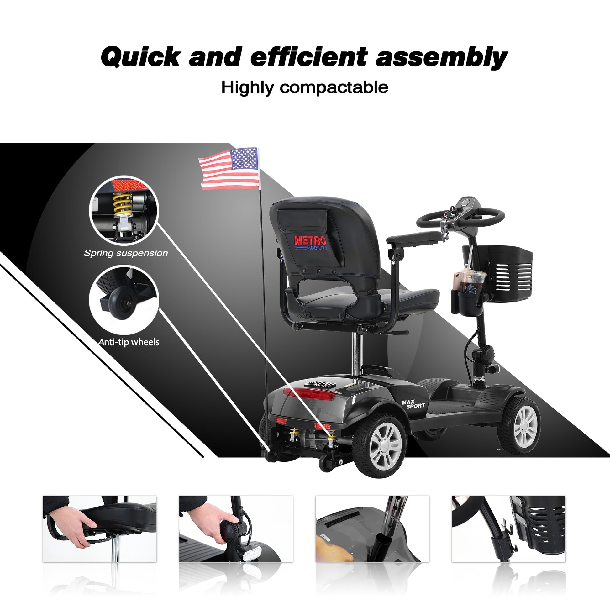 Metro Mobility Max Sport 4-Wheel Mobility Scooter - W42936056