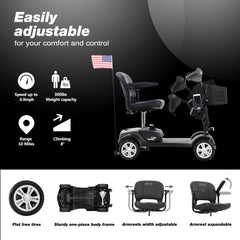 Metro Mobility Max Sport 4-Wheel Mobility Scooter - W42936056