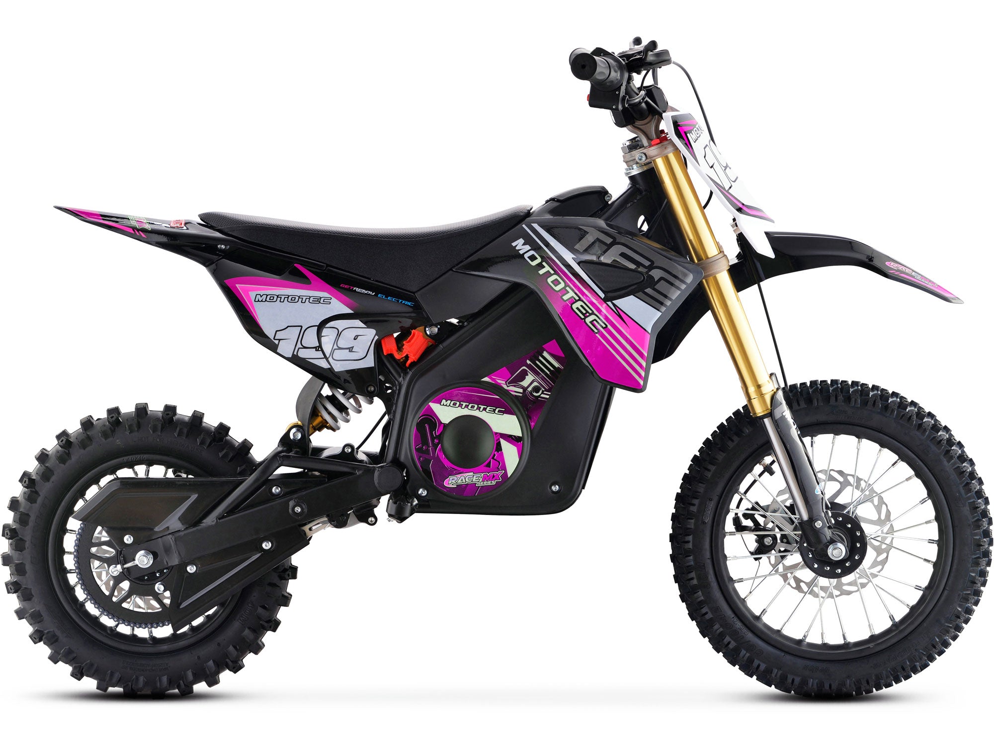 MotoTec 36v Pro Electric Dirt Bike 1200w Lithium, Pink - MT-Dirt-Pro_Pink
