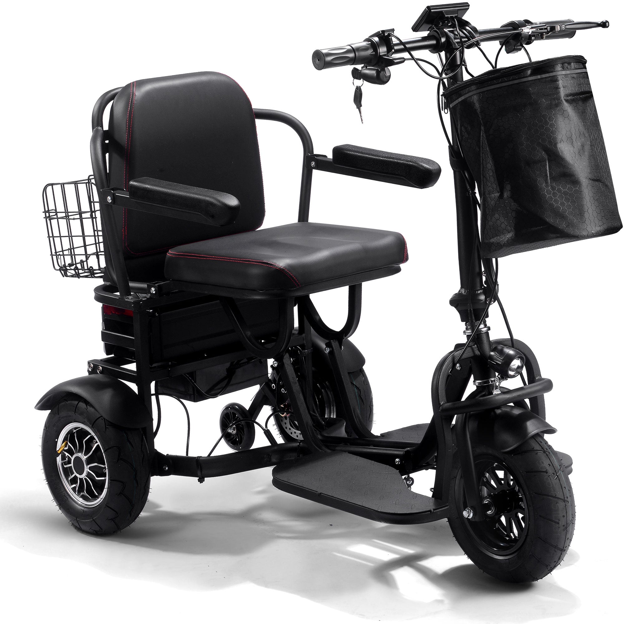 MotoTec Folding Mobility Electric Trike 48v 1000w Dual Motor Lithium Black - MT-FOLD-TRK-1000