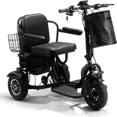 MotoTec Folding Mobility Electric Trike 48v 1000w Dual Motor Lithium Black - MT-FOLD-TRK-1000