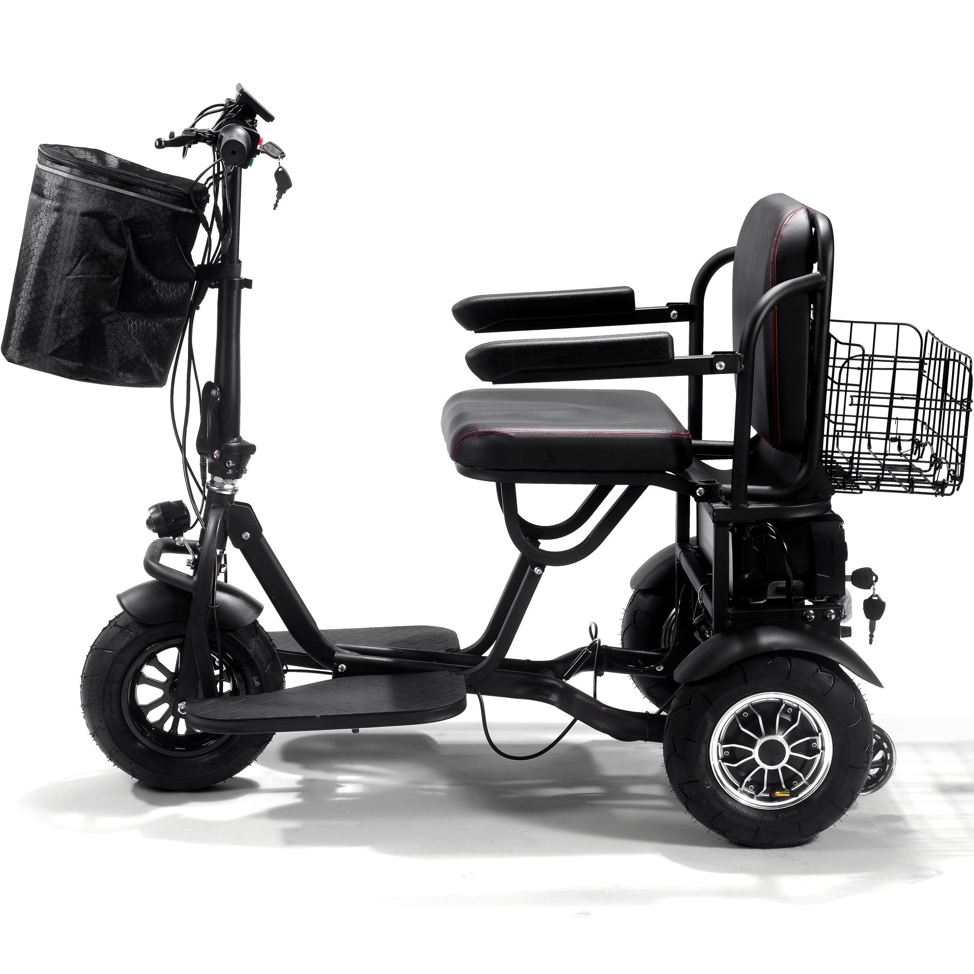 MotoTec Folding Mobility Electric Trike 48v 1000w Dual Motor Lithium Black - MT-FOLD-TRK-1000