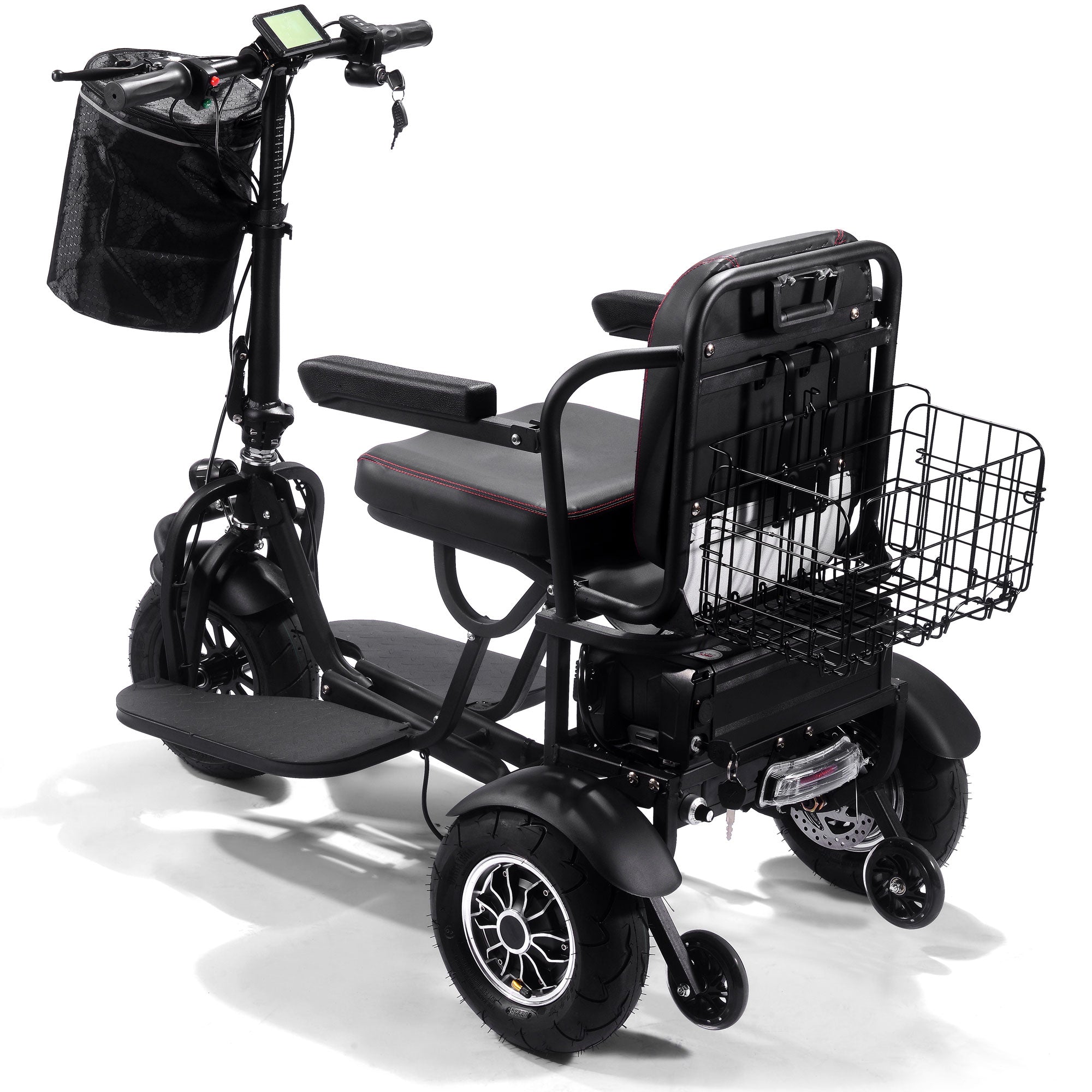 MotoTec Folding Mobility Electric Trike 48v 1000w Dual Motor Lithium Black - MT-FOLD-TRK-1000
