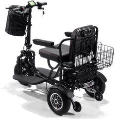 MotoTec Folding Mobility Electric Trike 48v 1000w Dual Motor Lithium Black - MT-FOLD-TRK-1000