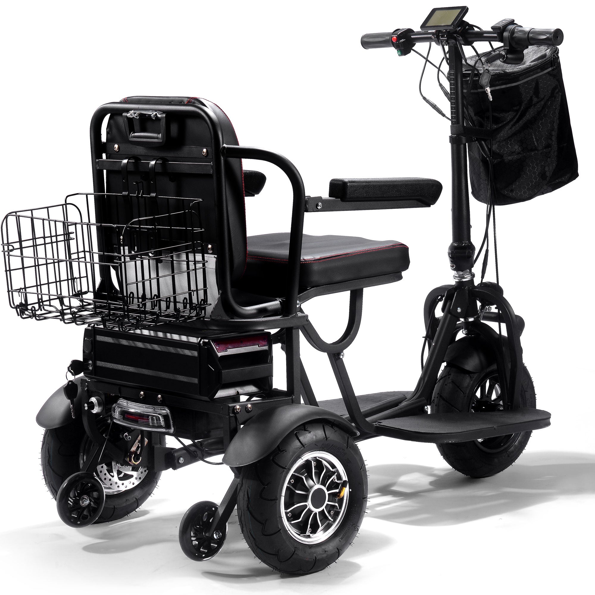 MotoTec Folding Mobility Electric Trike 48v 1000w Dual Motor Lithium Black - MT-FOLD-TRK-1000