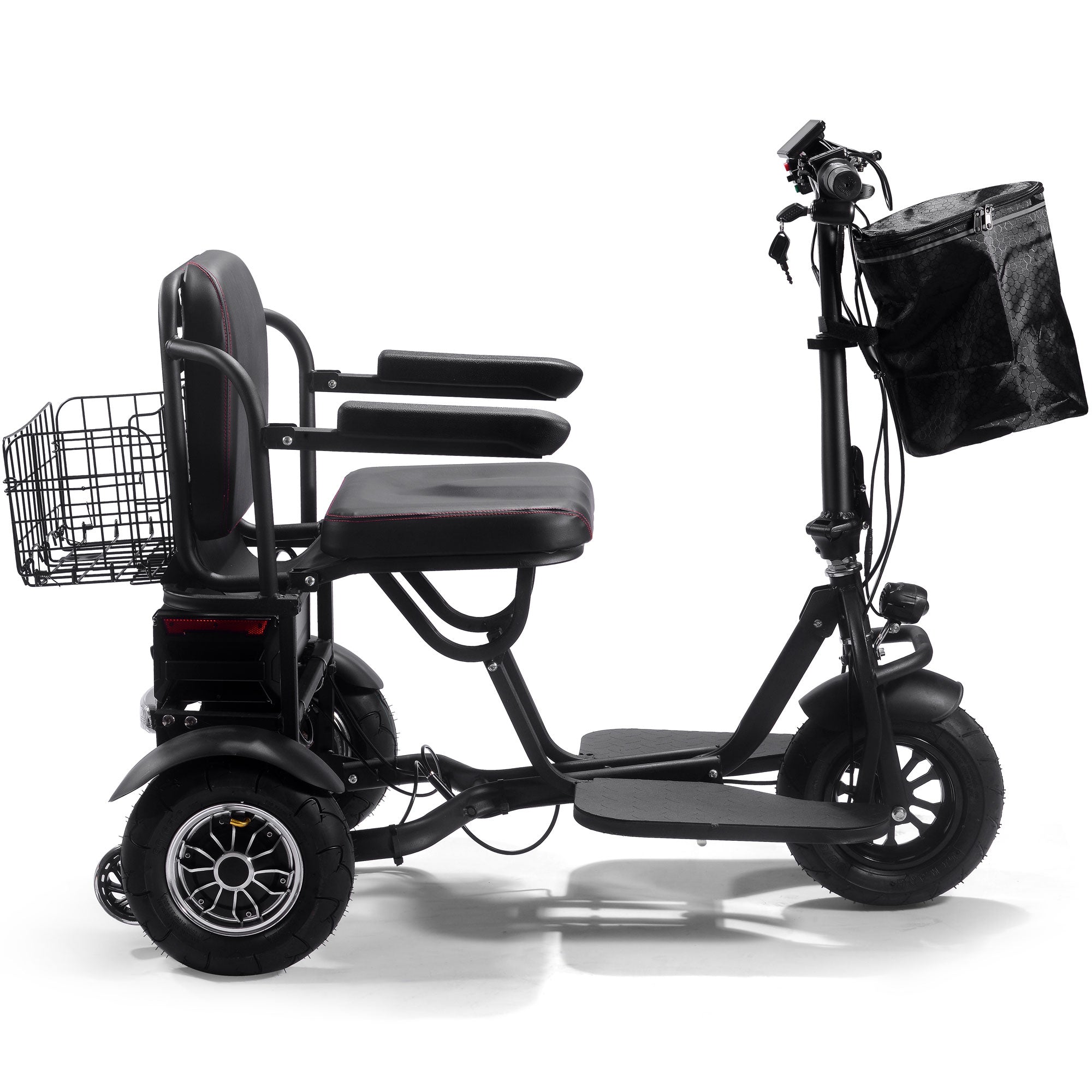 MotoTec Folding Mobility Electric Trike 48v 1000w Dual Motor Lithium Black - MT-FOLD-TRK-1000