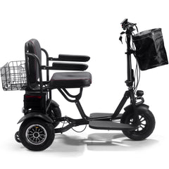 MotoTec Folding Mobility Electric Trike 48v 1000w Dual Motor Lithium Black - MT-FOLD-TRK-1000