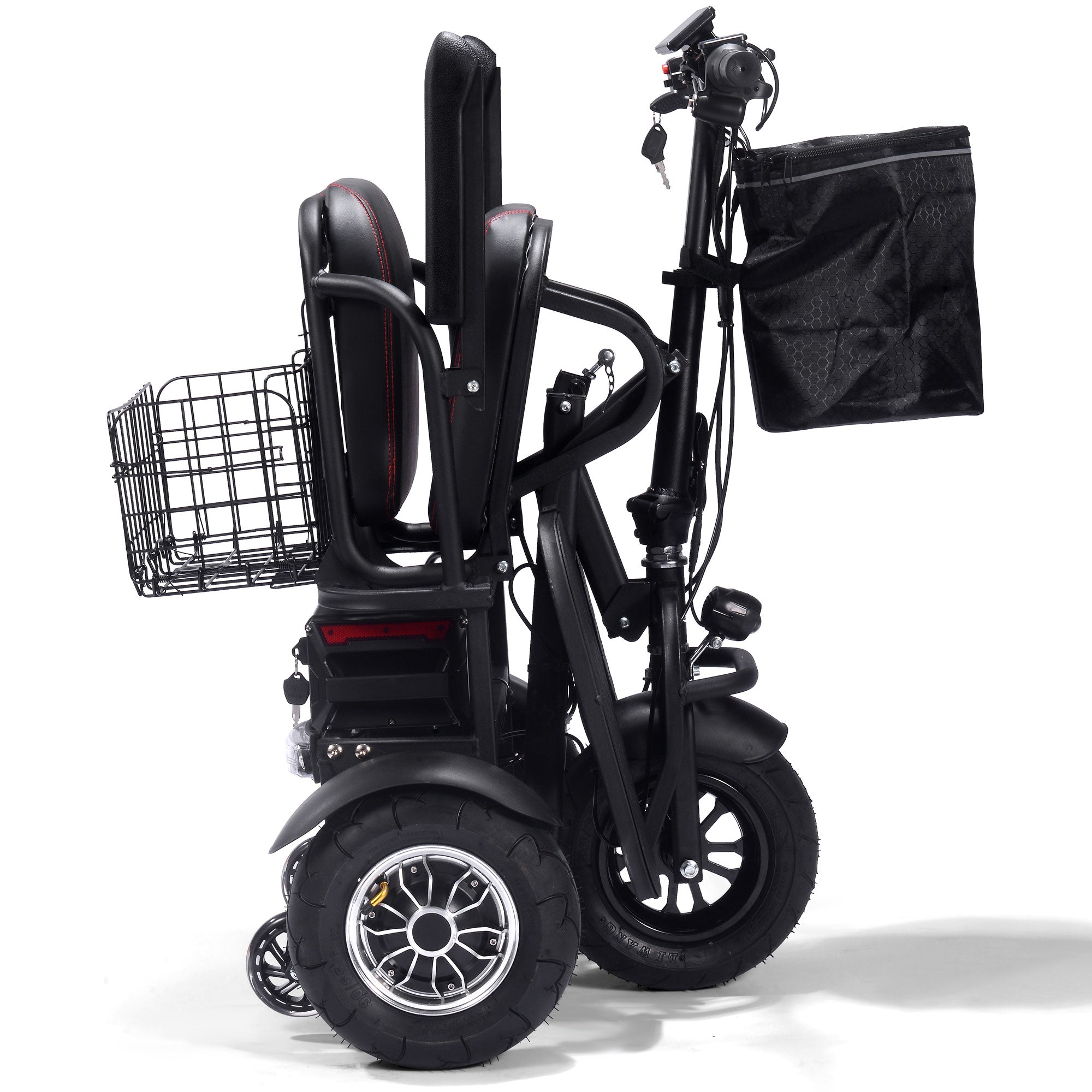 MotoTec Folding Mobility Electric Trike 48v 1000w Dual Motor Lithium Black - MT-FOLD-TRK-1000