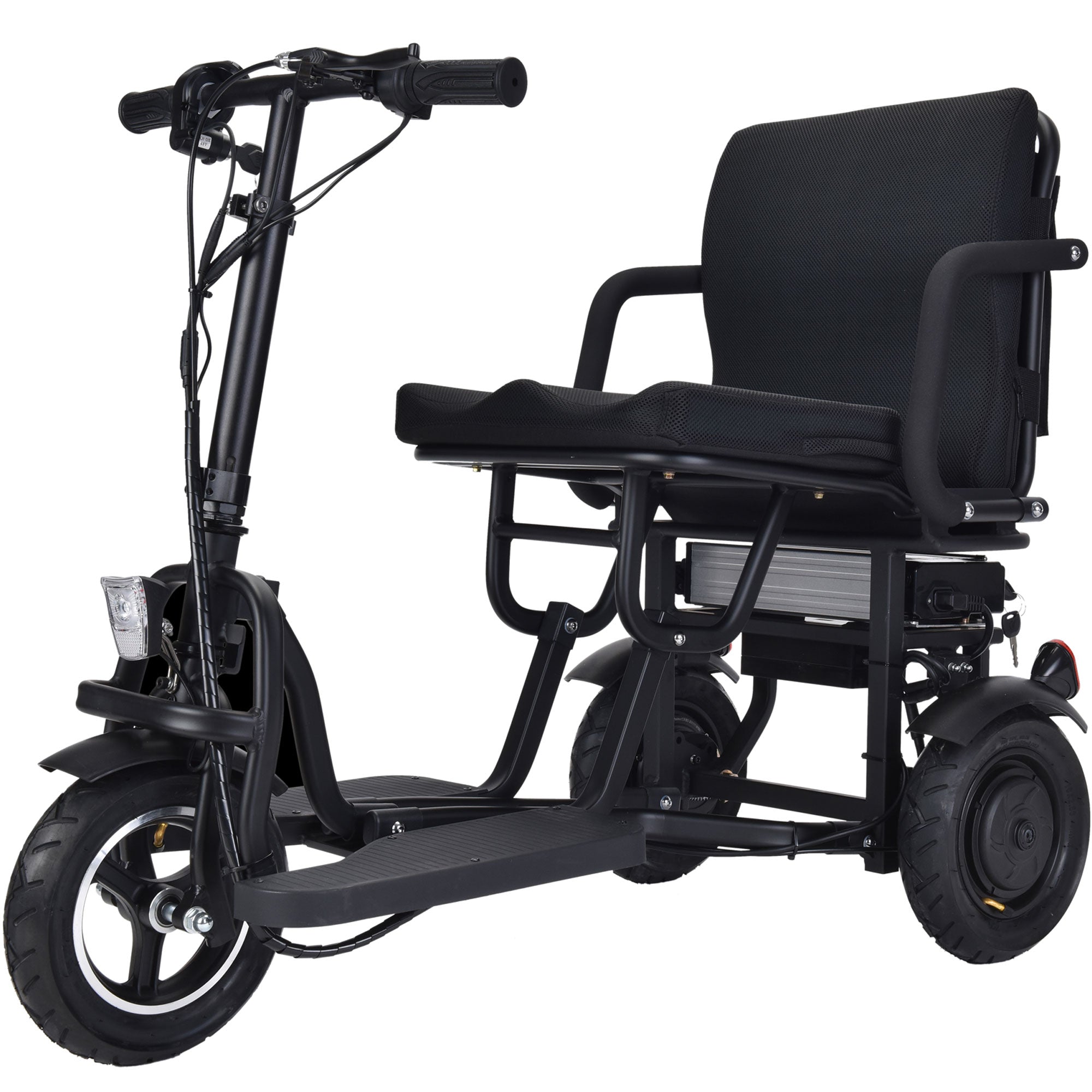 MotoTec Folding Mobility Electric Trike 48v 700w Dual Motor Lithium Black- MT-FOLD-TRK-700