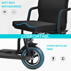 MotoTec Folding Mobility Electric Trike 48v 700w Dual Motor Lithium Black- MT-FOLD-TRK-700