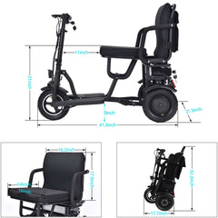 MotoTec Folding Mobility Electric Trike 48v 700w Dual Motor Lithium Black- MT-FOLD-TRK-700