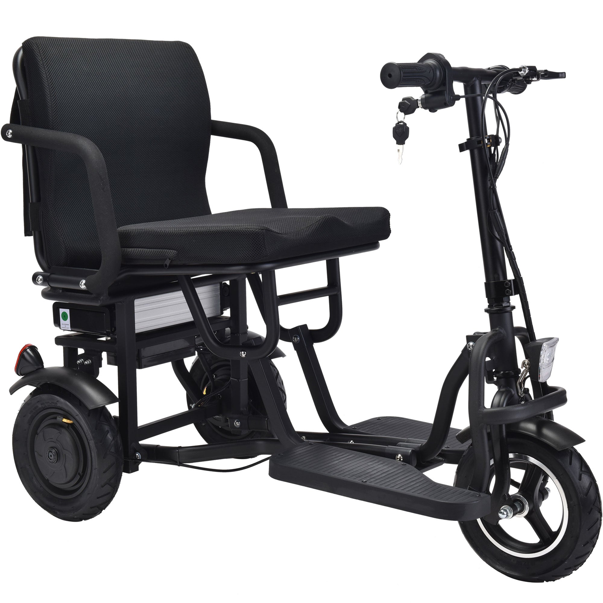MotoTec Folding Mobility Electric Trike 48v 700w Dual Motor Lithium Black- MT-FOLD-TRK-700