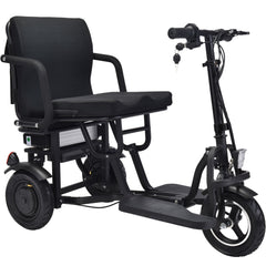 MotoTec Folding Mobility Electric Trike 48v 700w Dual Motor Lithium Black- MT-FOLD-TRK-700