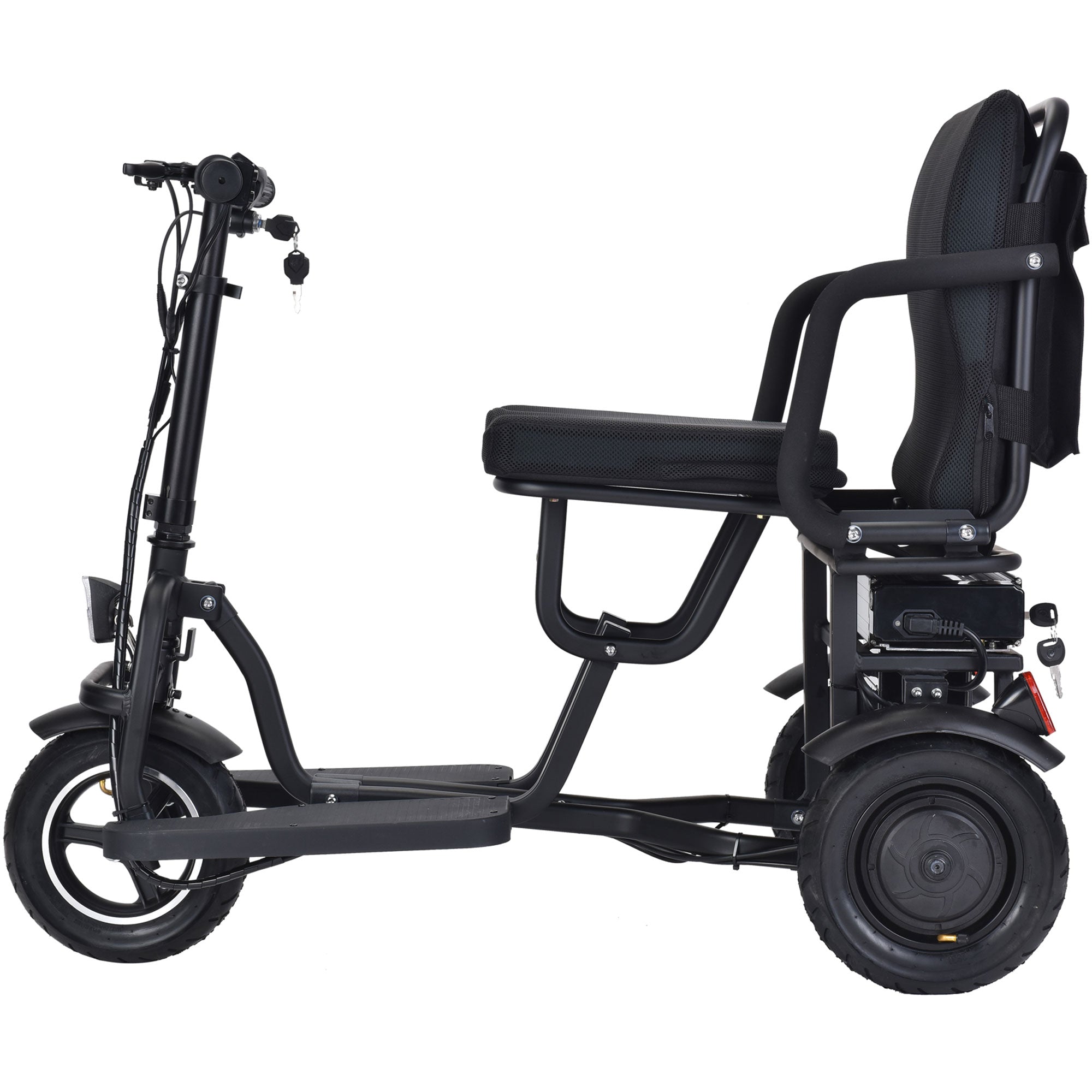 MotoTec Folding Mobility Electric Trike 48v 700w Dual Motor Lithium Black- MT-FOLD-TRK-700