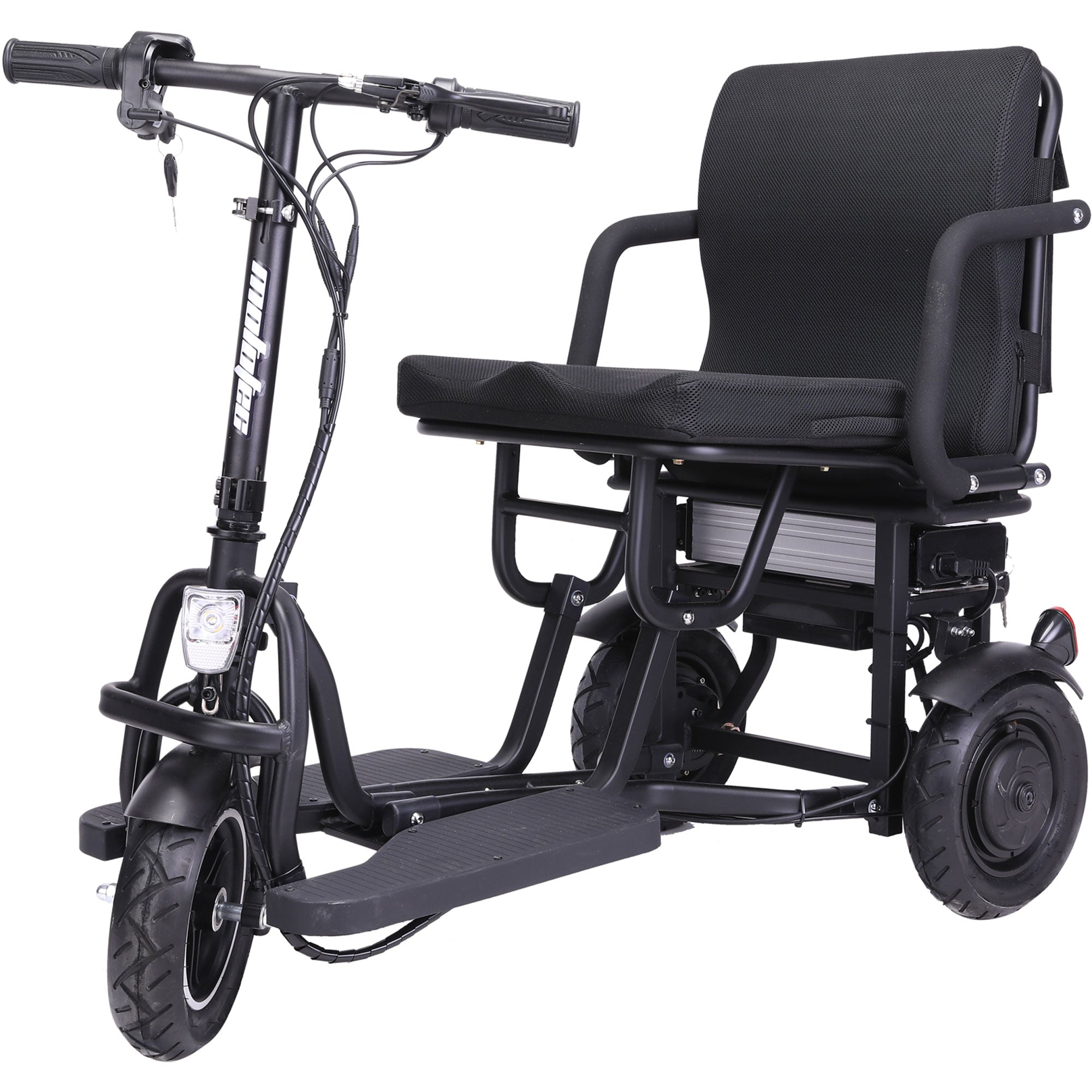MotoTec Folding Mobility Electric Trike 48v 700w Dual Motor Lithium Black- MT-FOLD-TRK-700