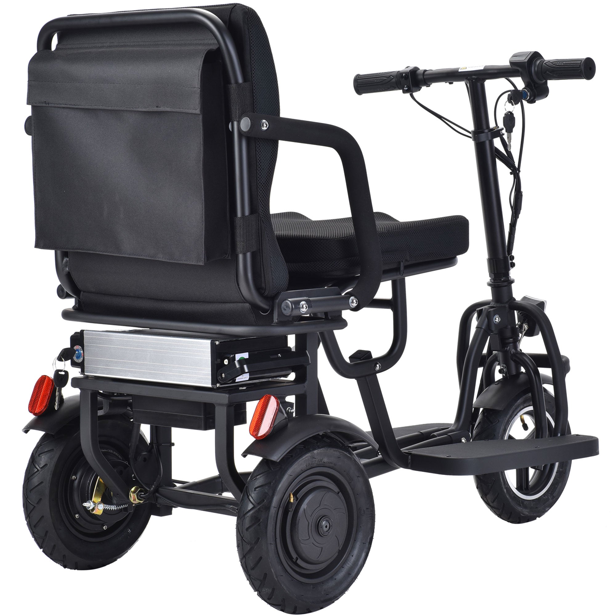 MotoTec Folding Mobility Electric Trike 48v 700w Dual Motor Lithium Black- MT-FOLD-TRK-700