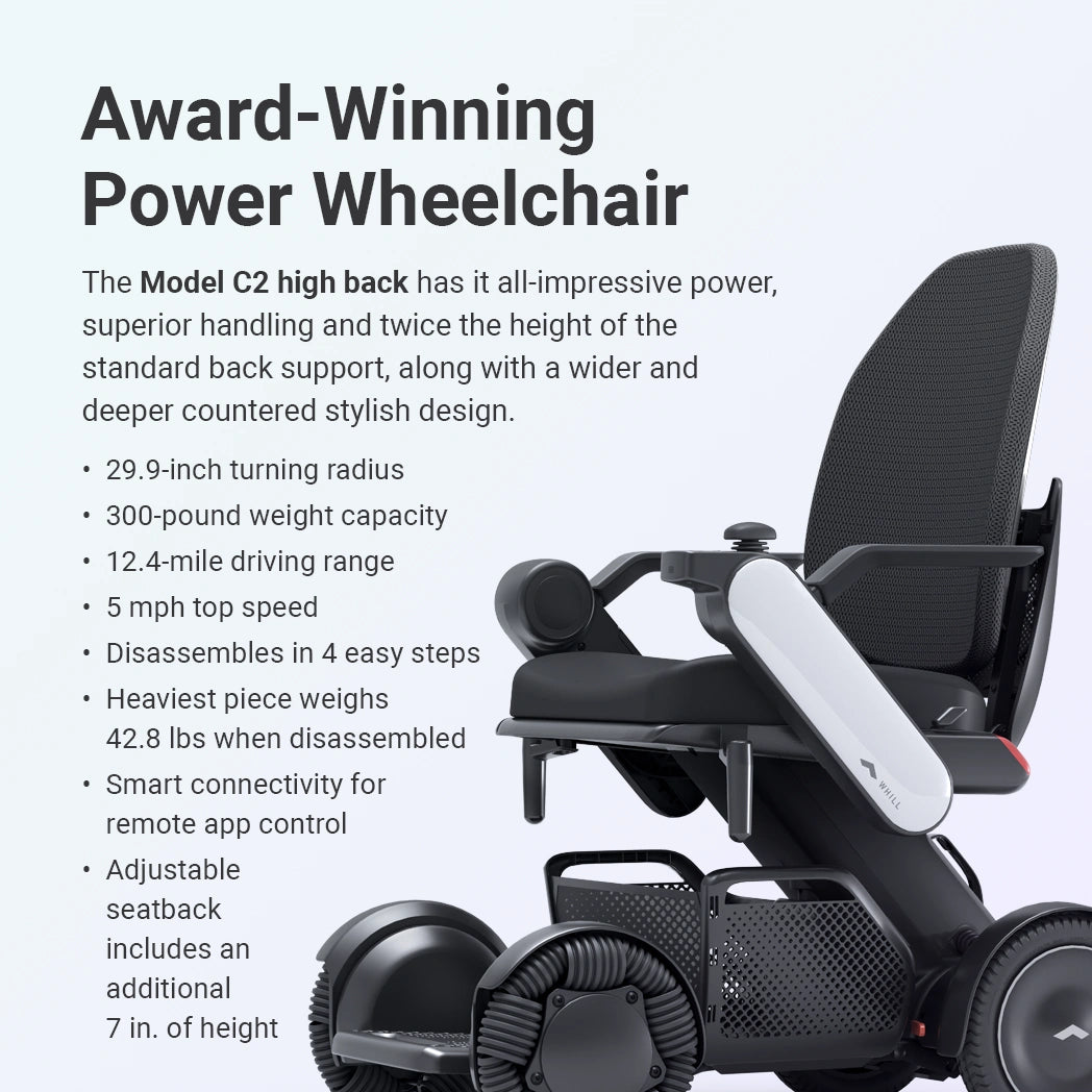Whill Model C2 High Back Portable Electric Wheelchair - C2 High Back