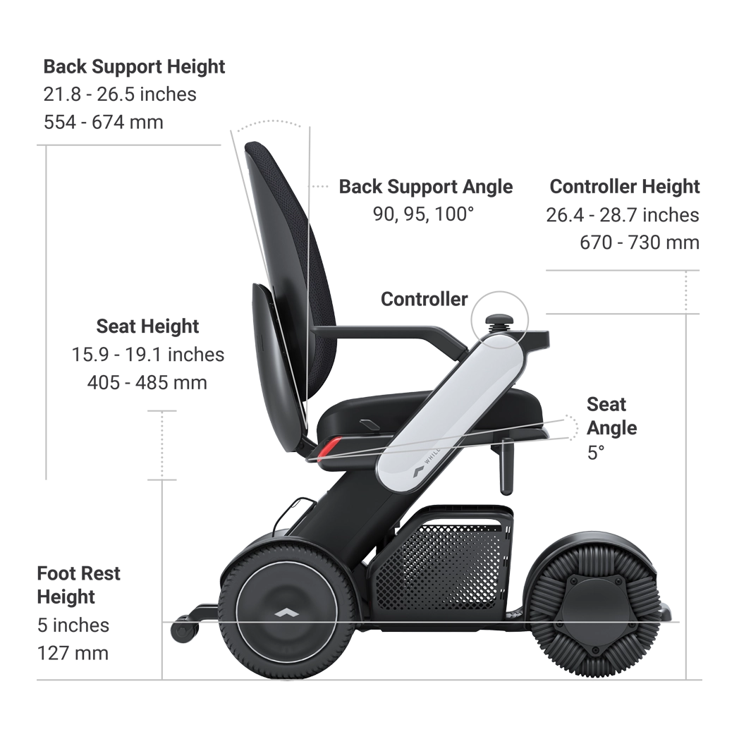 Whill Model C2 High Back Portable Electric Wheelchair - C2 High Back