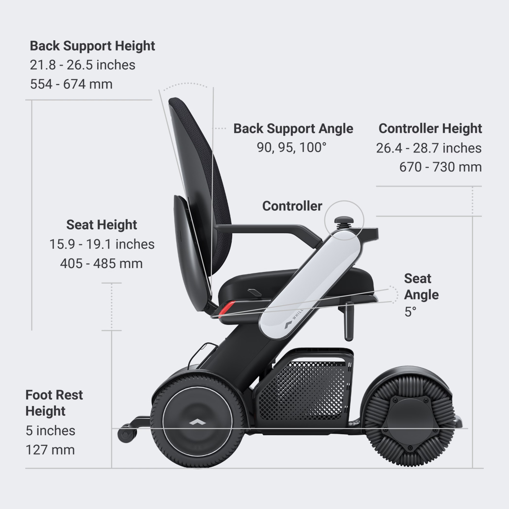 Whill Model C2 High Back Portable Electric Wheelchair - C2 High Back