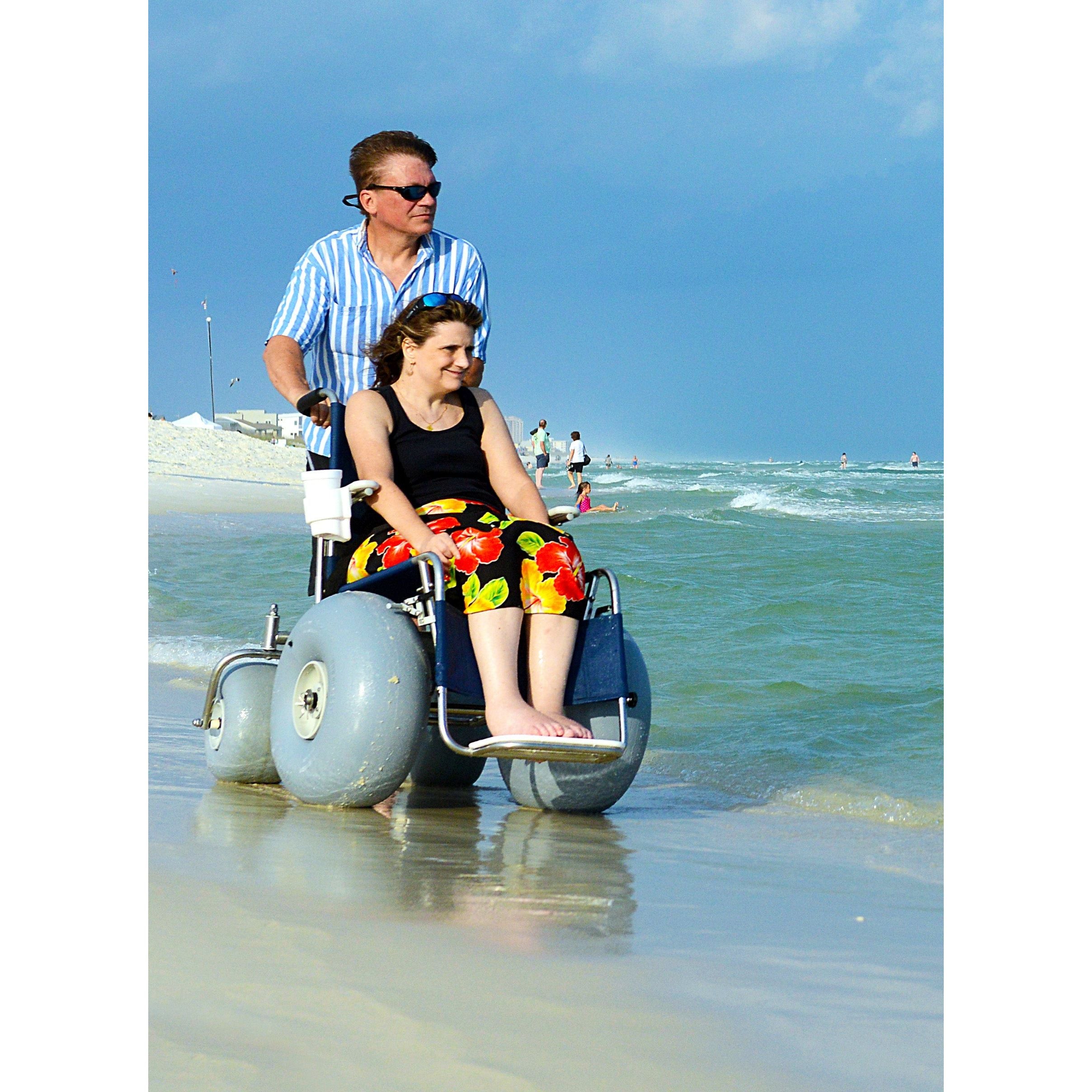 DeBug Fixed Stainless Steel Beach Wheelchair with Fixed Legrests