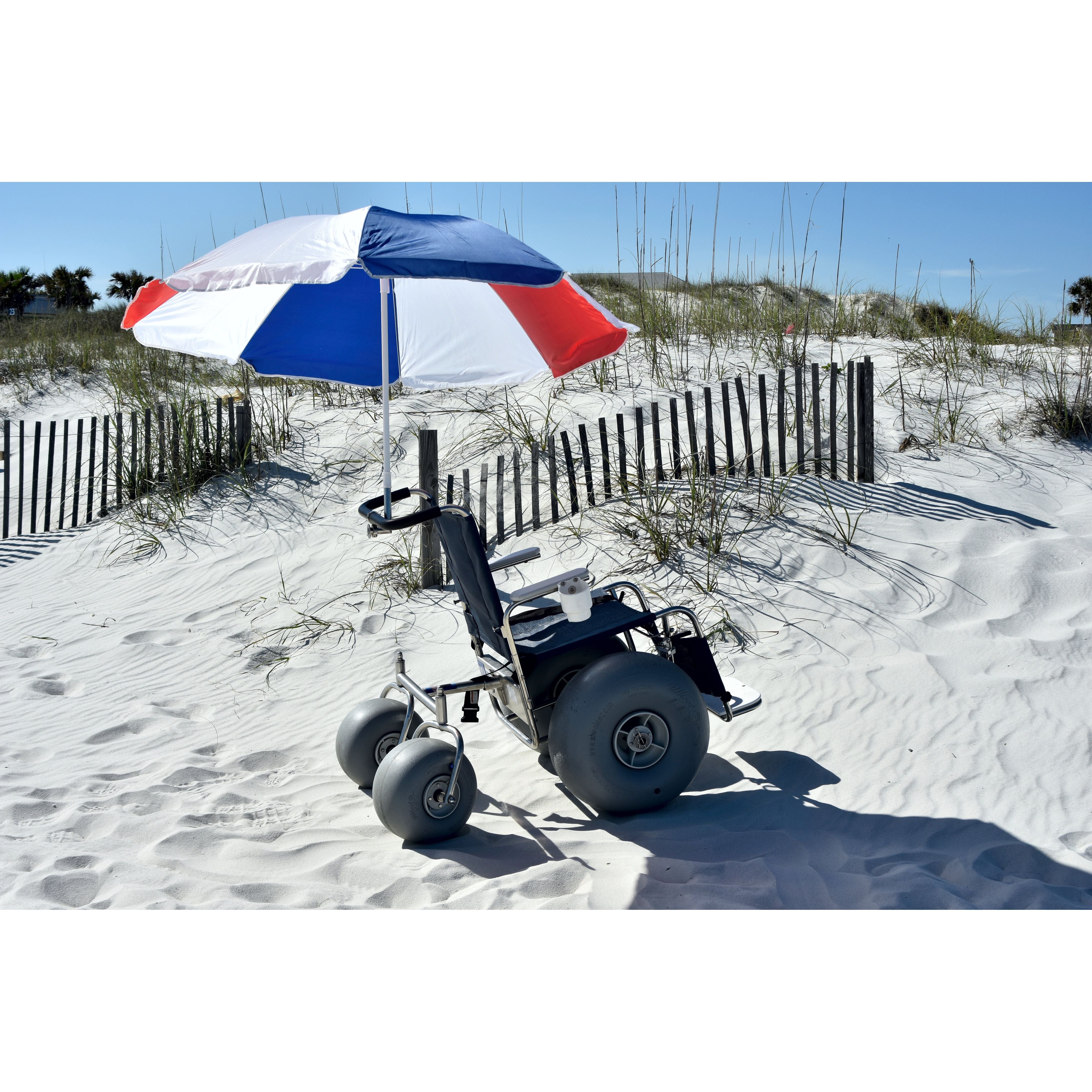 DeBug Fixed Stainless Steel Beach Wheelchair with Fixed Legrests