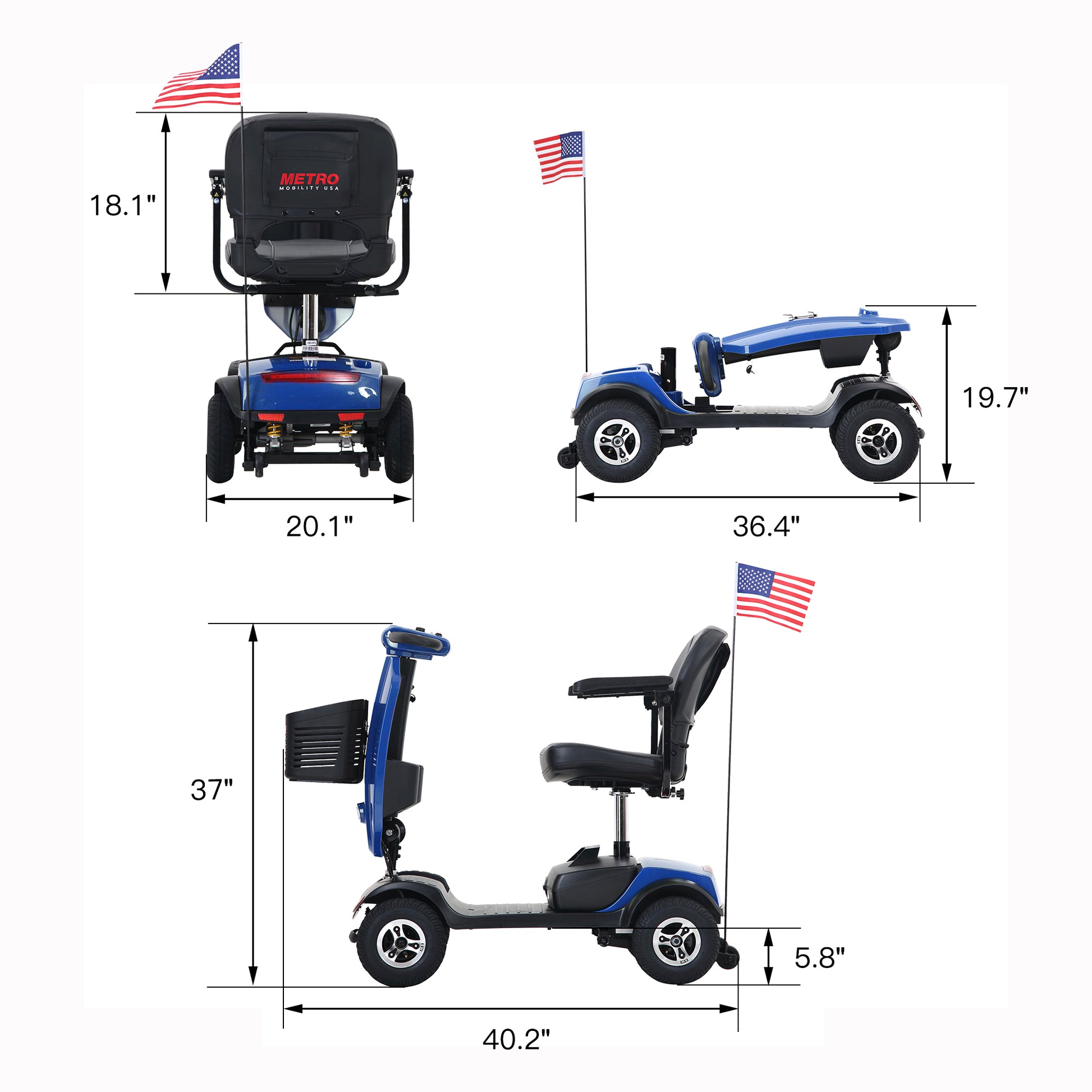 Metro Mobility Upgraded Patriot 4-Wheel Mobility Scooter - W429S0001X