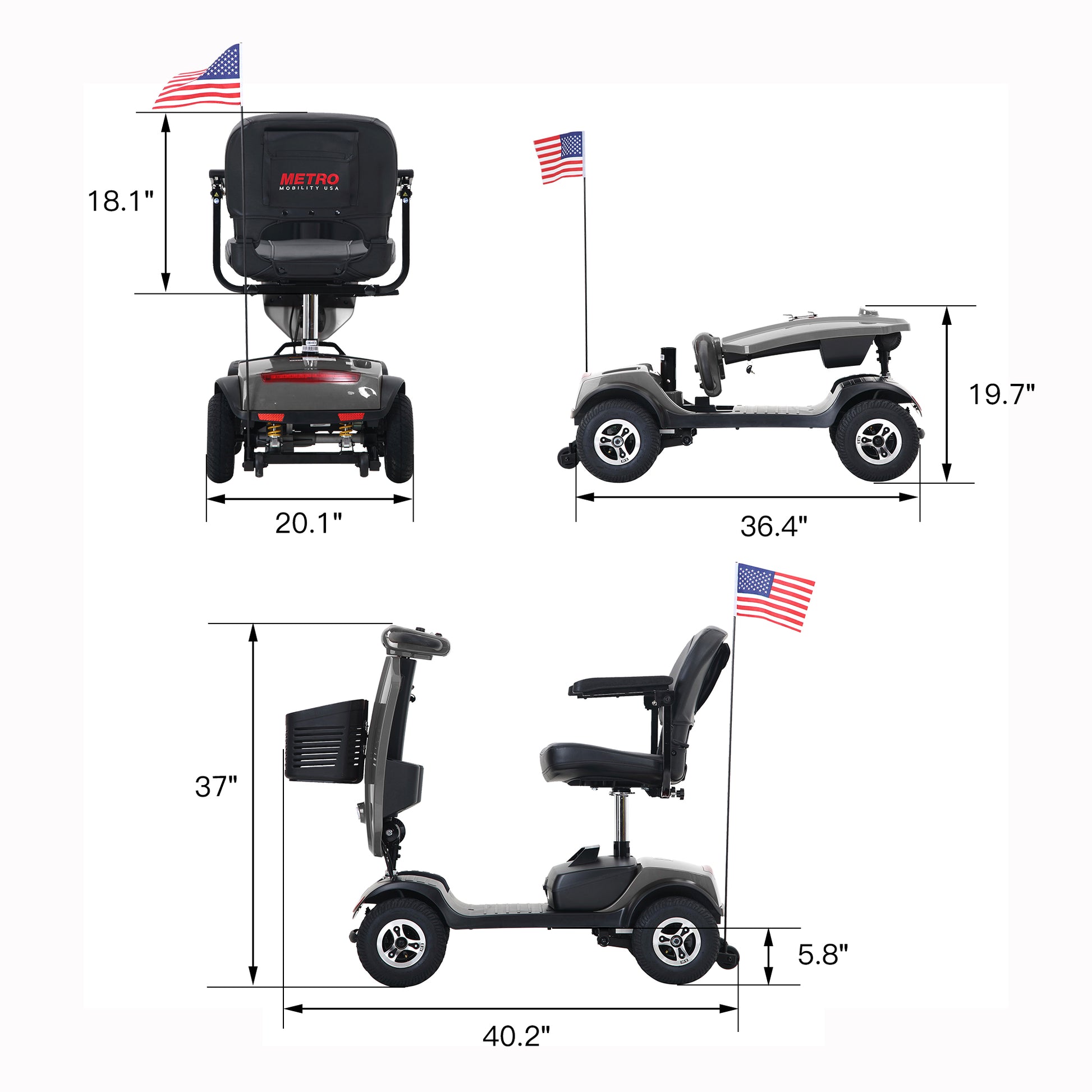 Metro Mobility Upgraded Patriot 4-Wheel Mobility Scooter - W429S0001X