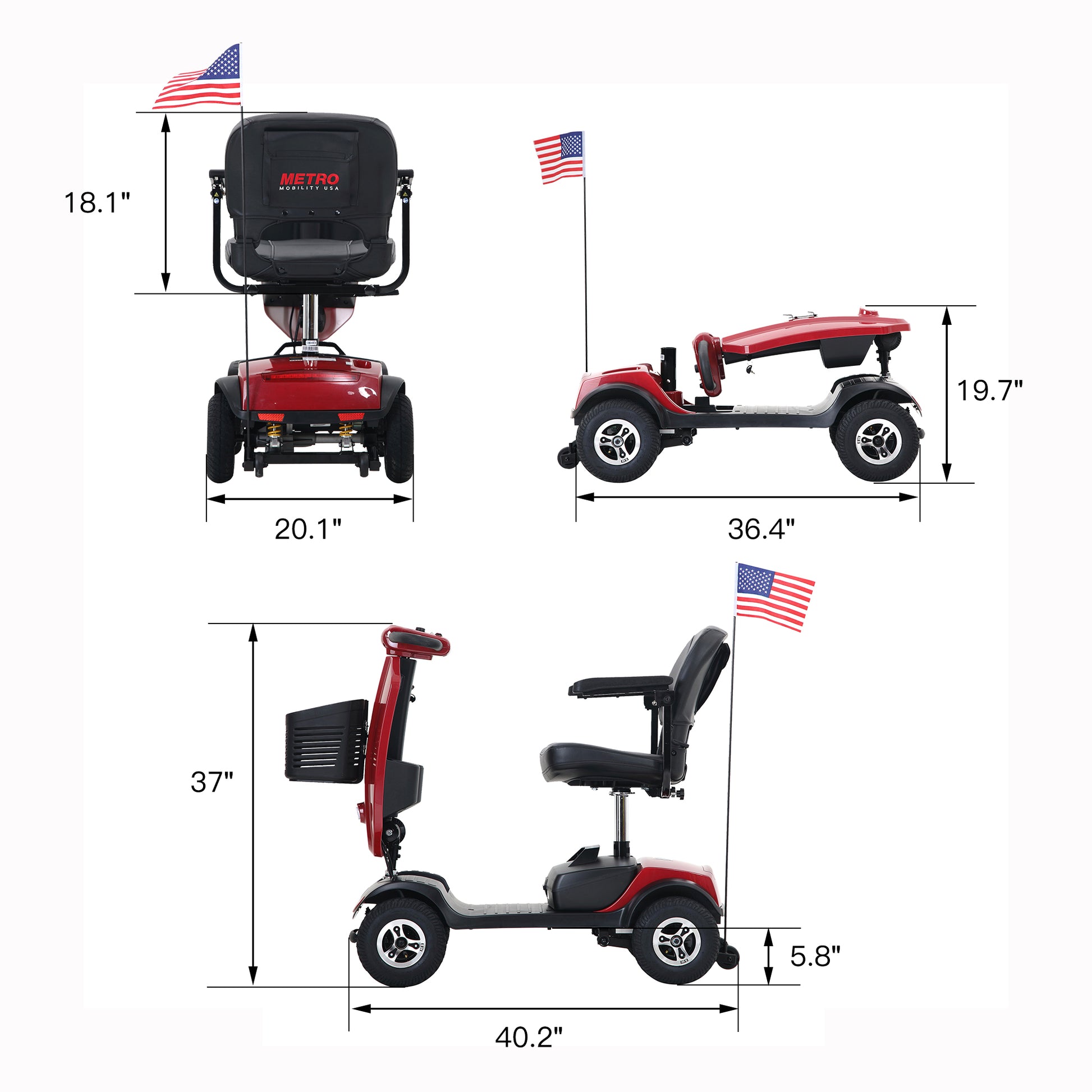 Metro Mobility Upgraded Patriot 4-Wheel Mobility Scooter - W429S0001X