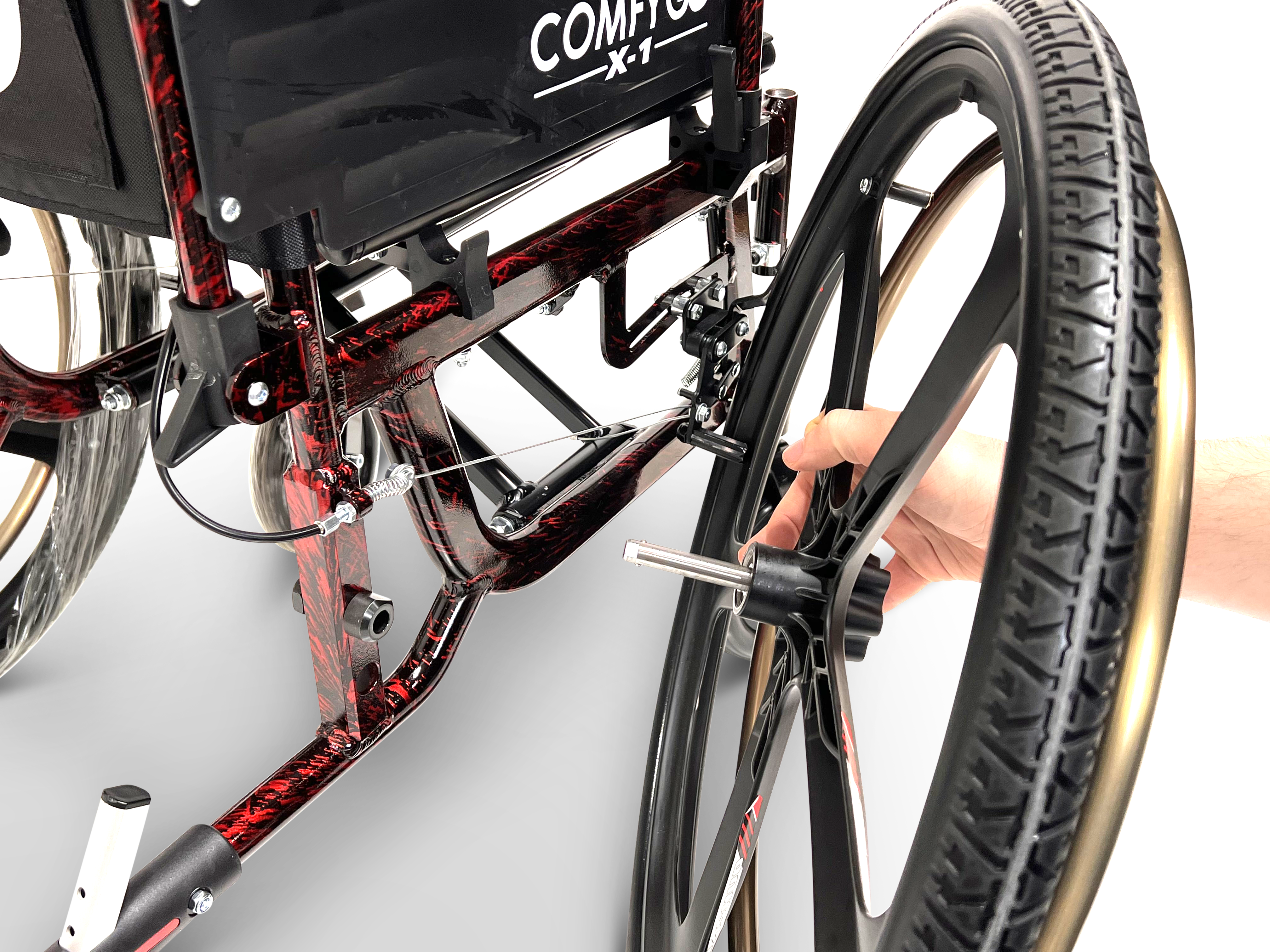 ComfyGO Lightweight Manual Wheelchair with Quick-Detach Wheels - X-1