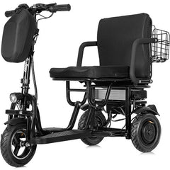 MotoTec Folding Mobility Electric Trike 48v 700w Dual Motor Lithium Black- MT-FOLD-TRK-700