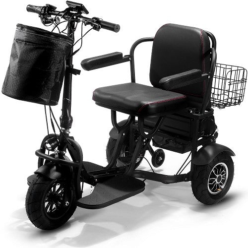 MotoTec Folding Mobility Electric Trike 48v 1000w Dual Motor Lithium Black - MT-FOLD-TRK-1000