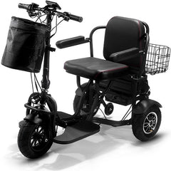 MotoTec Folding Mobility Electric Trike 48v 1000w Dual Motor Lithium Black - MT-FOLD-TRK-1000