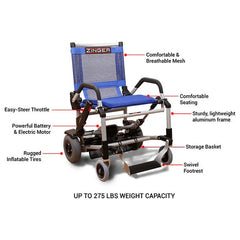 Journey Zinger Lightweight Folding Power Chair with Zero-Turn Dual-Lever Steering - 8300*