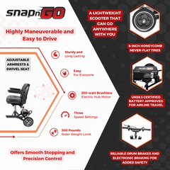 SNAPnGO Travel Mobility Scooter | Deluxe Edition - S335.1DLX