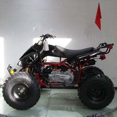 Four-wheeler on a glass surface with a white background