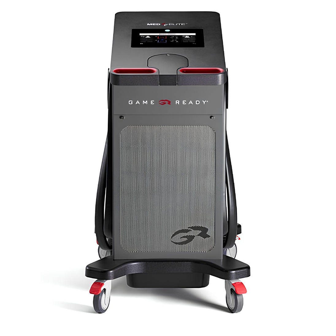 Game Ready Med4 Elite control unit, front view showing touchscreen and two hose ports