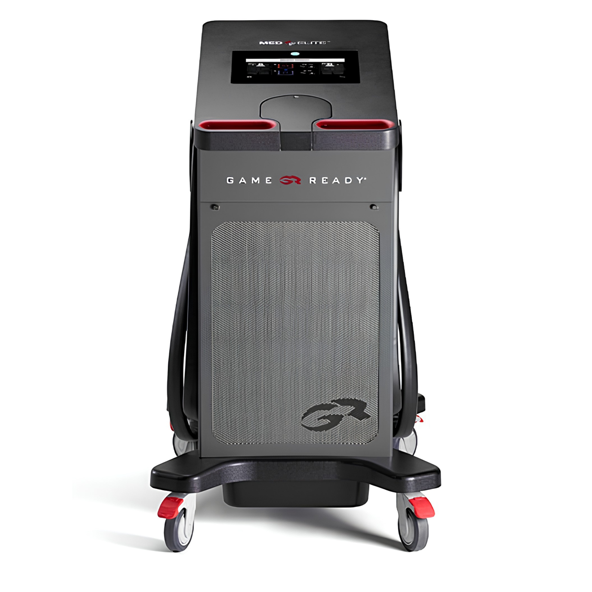 Game Ready Med4 Elite control unit, front view showing touchscreen and two hose ports