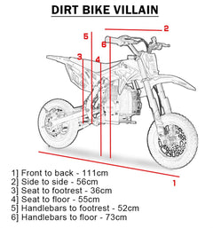 MotoTec Villain 52cc 2-Stroke Kids Gas Dirt Bike - MT-DB-52cc-Villain