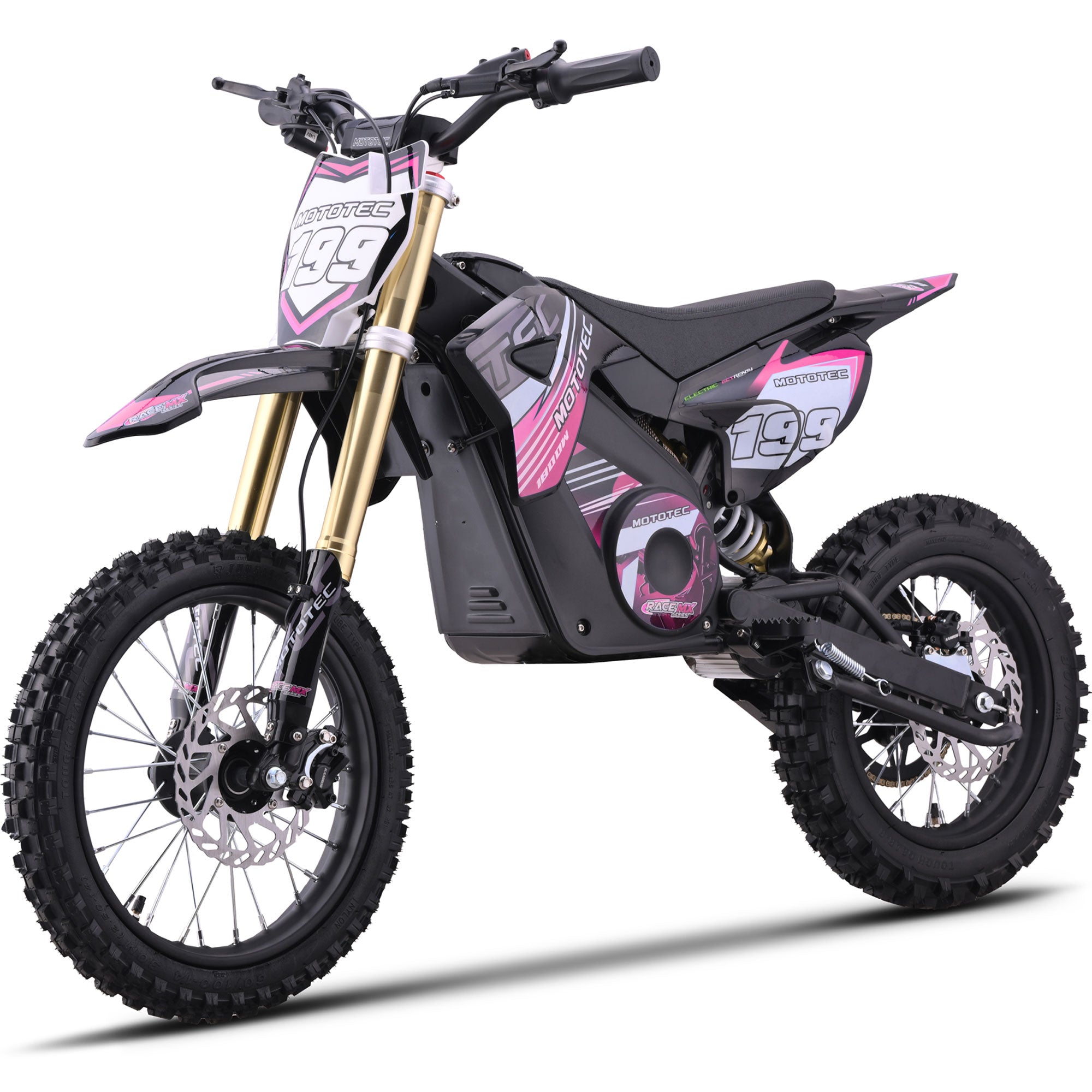 MotoTec 48v Pro Electric Dirt Bike 1800w Lithium, Pink - MT-Dirt-Pro-1800_Pink