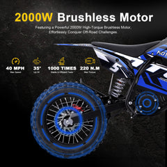 MotoTec 60v Pro Electric Dirt Bike 2000w Lithium, Red - MT-Dirt-Pro-2000_Red
