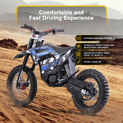 MotoTec 60v Pro Electric Dirt Bike 2000w Lithium, Blue - MT-Dirt-Pro-2000_Blue