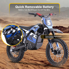 MotoTec 60v Pro Electric Dirt Bike 2000w Lithium, Blue - MT-Dirt-Pro-2000_Blue