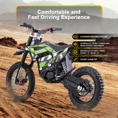 MotoTec 60v Pro Electric Dirt Bike 2000w Lithium, Green - MT-Dirt-Pro-2000_Green