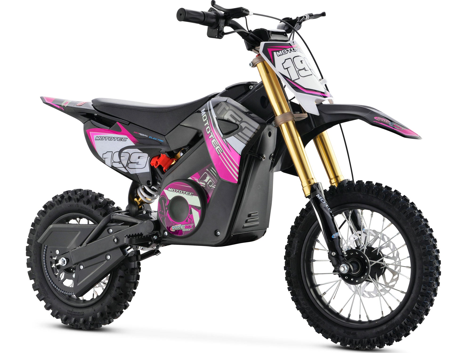 MotoTec 36v Pro Electric Dirt Bike 1200w Lithium, Pink - MT-Dirt-Pro_Pink
