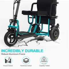 MotoTec Folding Mobility Electric Trike 48v 700w Dual Motor Lithium Black- MT-FOLD-TRK-700