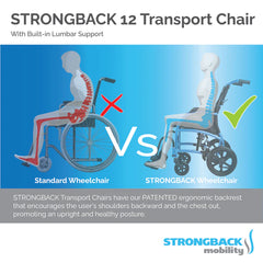 Strongback Excursion 12 Lightweight Wheelchair/Transport Chair with Attendant Brake - 1003
