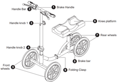 SuperHandy Folding Knee Walker - Height Adjustable, 330Lbs Max Weight - GUT148