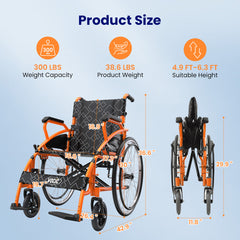 Vocic 3 In 1 Lightweight Foldable Manual Wheelchair - U31